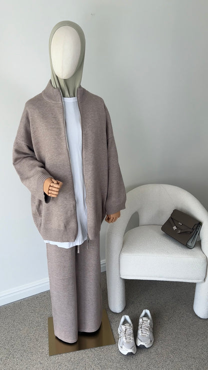 ZIP KNITTED SET TAUPE