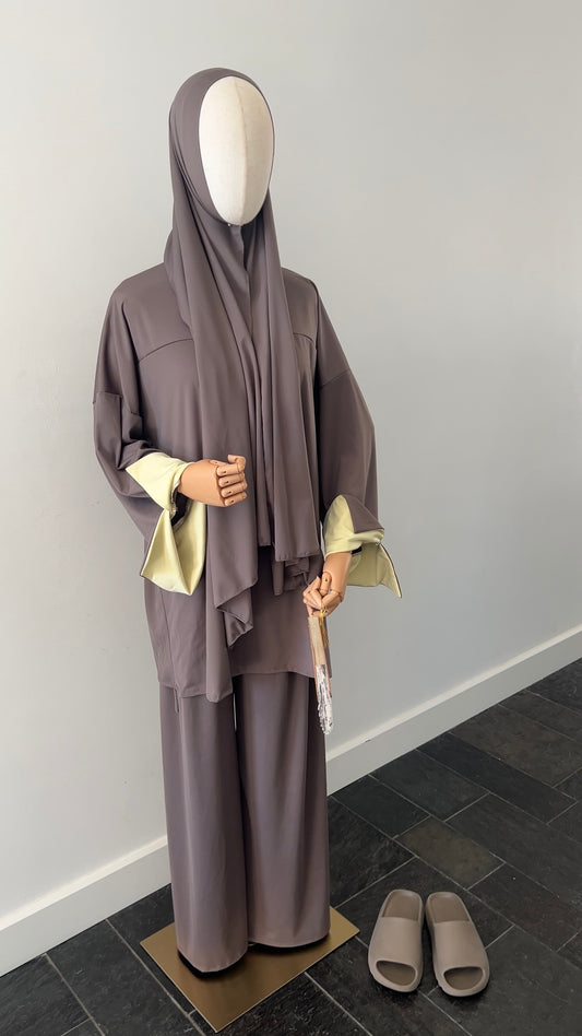 SLEEVE BURKINI DARK TAUPE/YELLOW