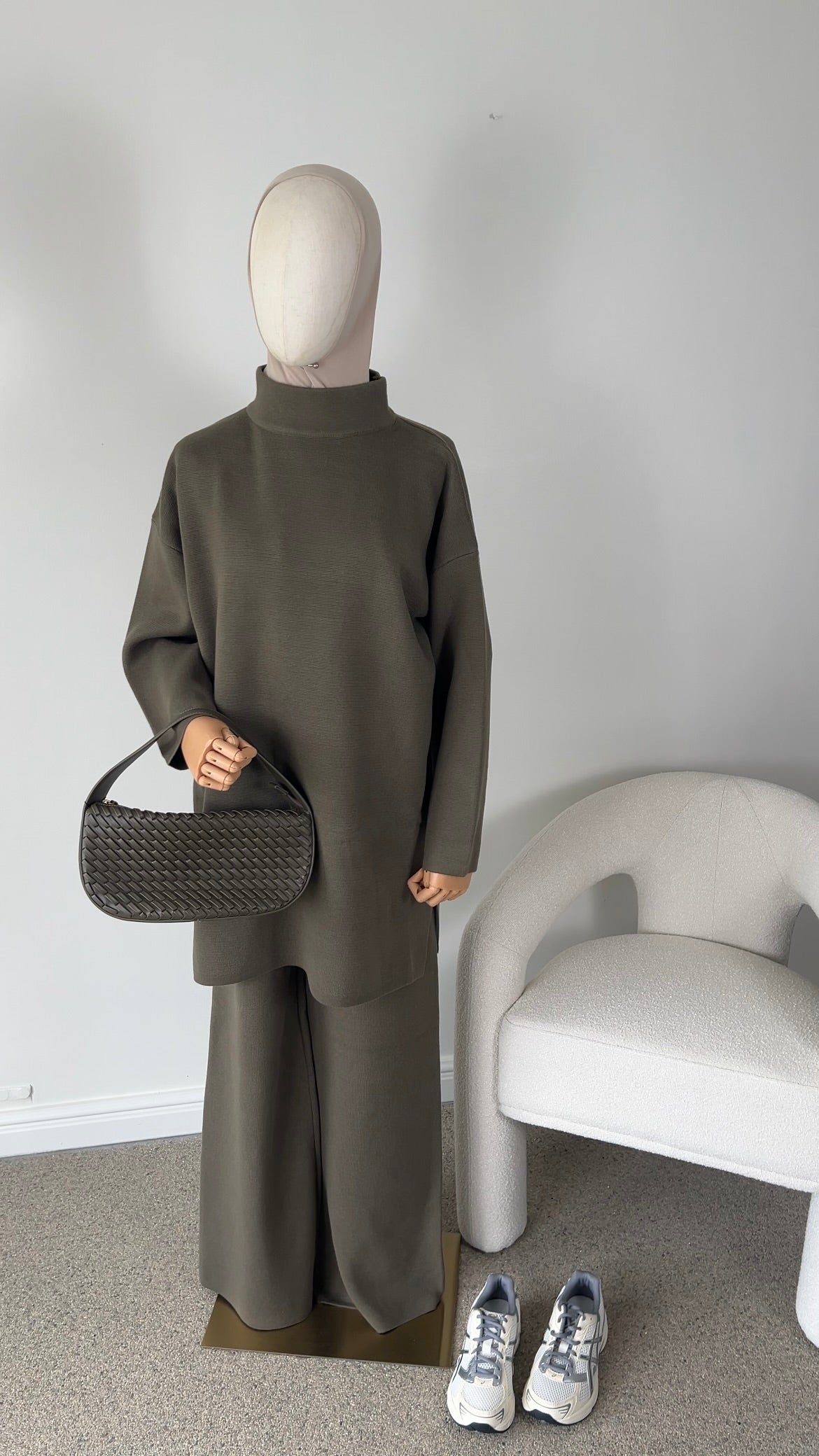 COTTON KNITTED SET KHAKI
