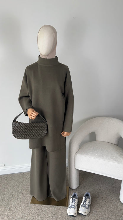 COTTON KNITTED SET KHAKI
