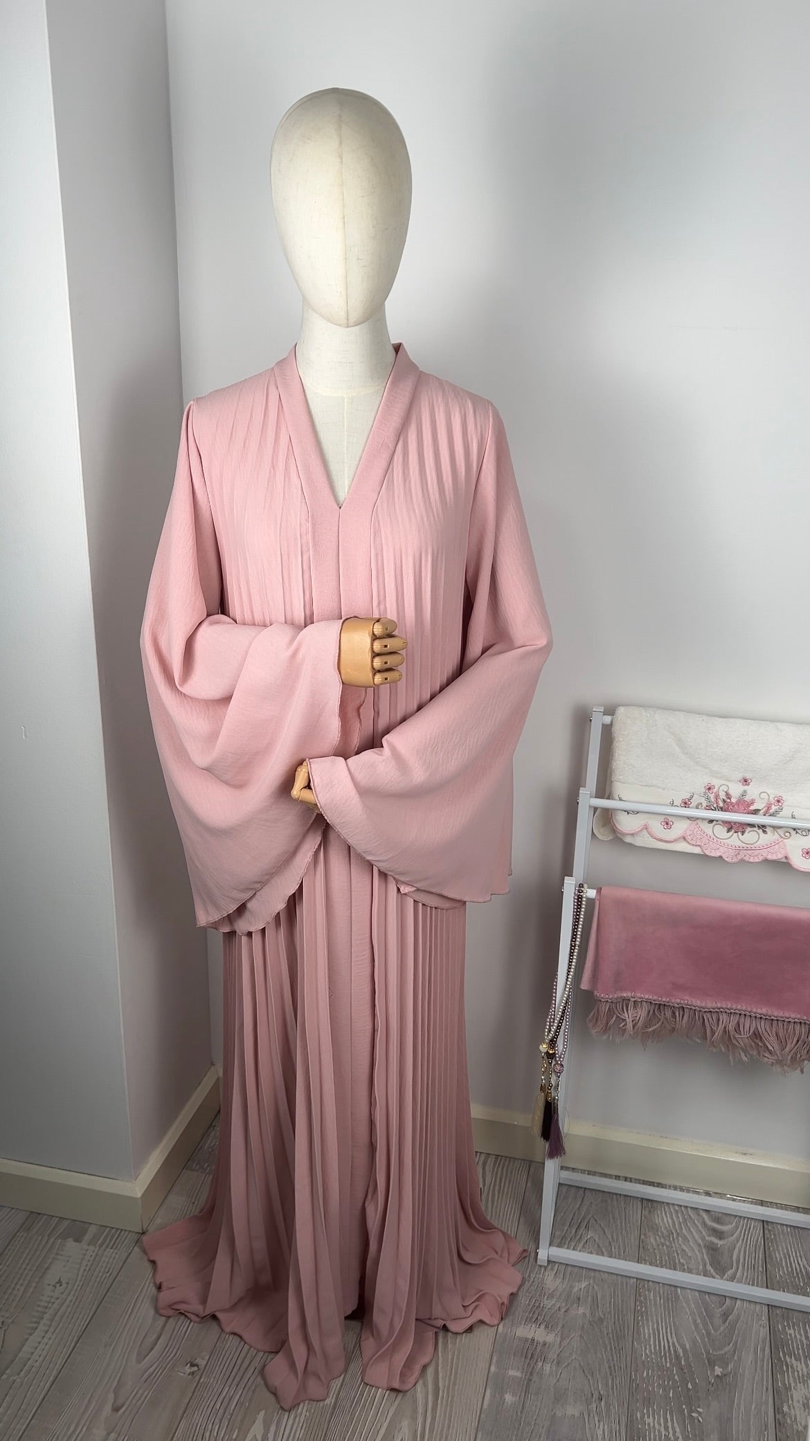 OLD ROSE PLEATED DRESS