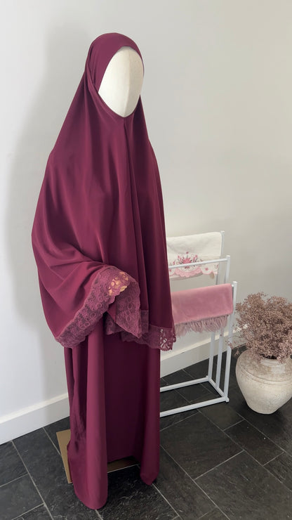 LACE KHIMAR SET BORDEAUX