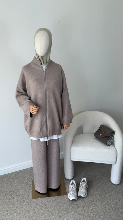 ZIP KNITTED SET TAUPE