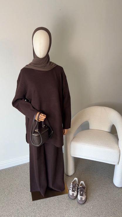 SEAM KNIT SET BROWN