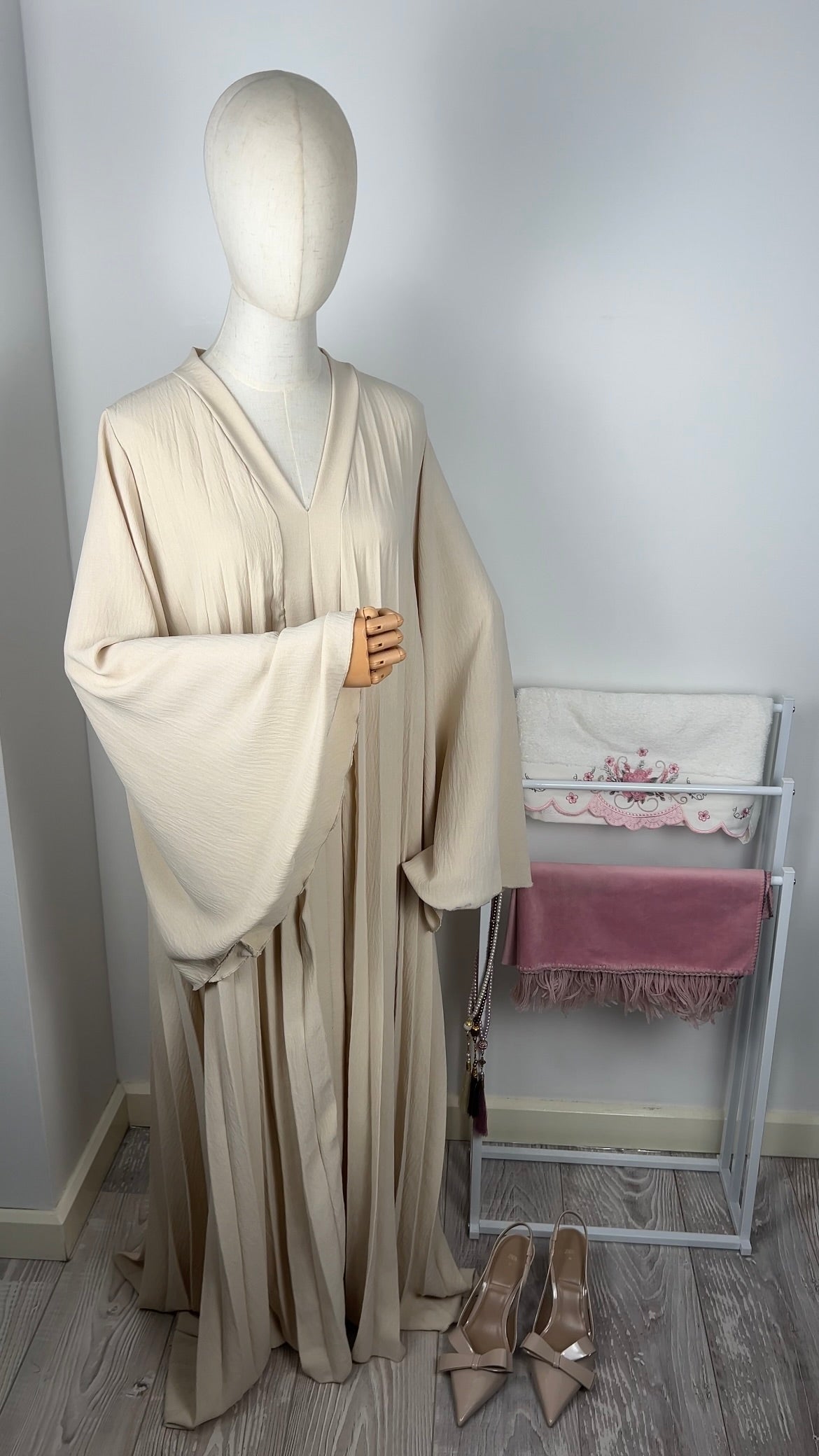 BEIGE PLEATED DRESS