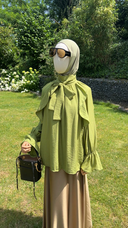 AIRY RUFFLE TOP OLIVE