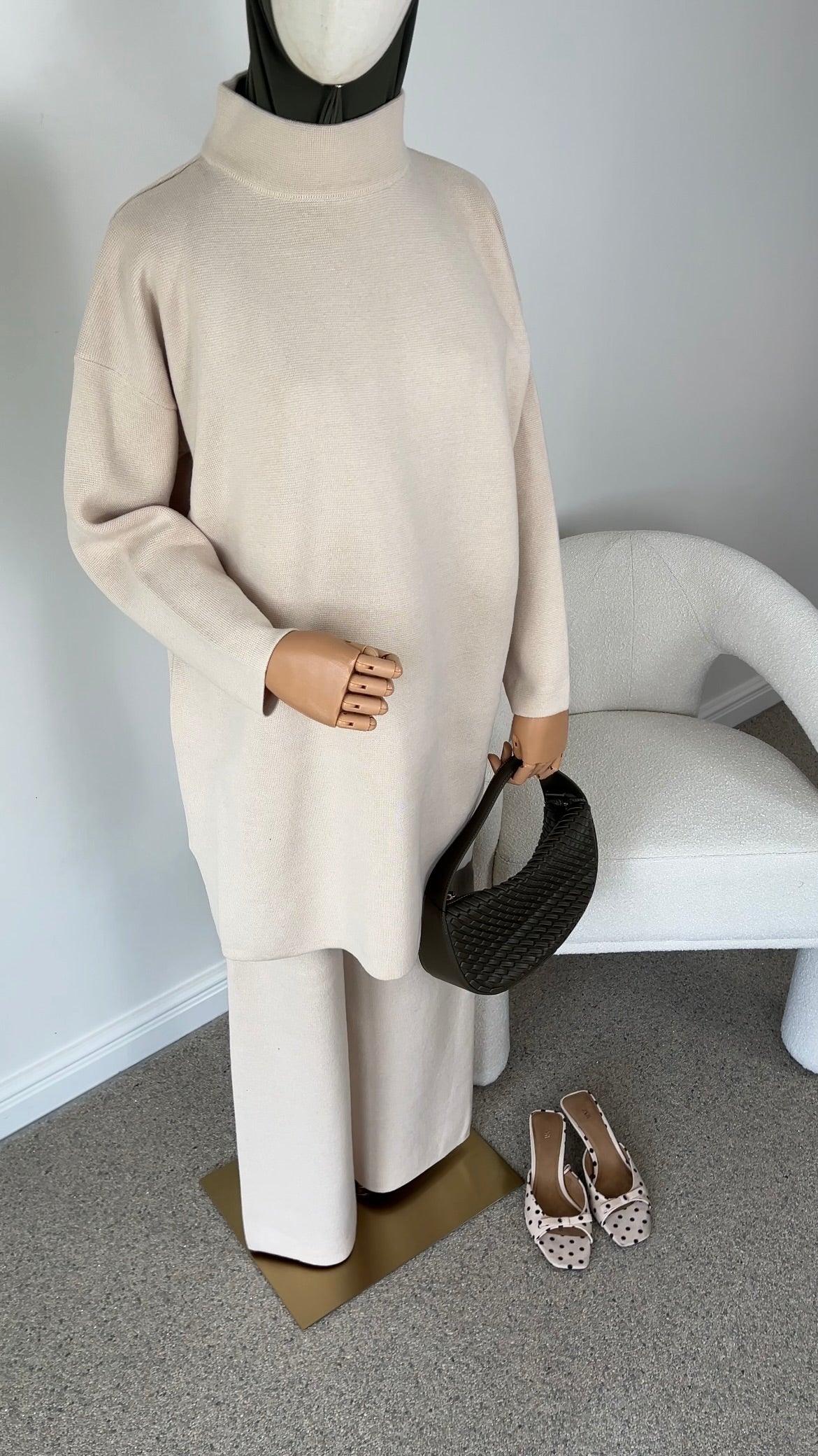 COTTON KNITTED SET BEIGE