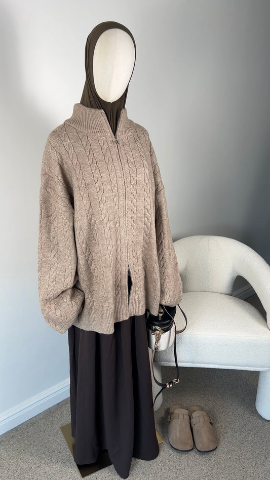 CABLE ZIPPER DARK BEIGE