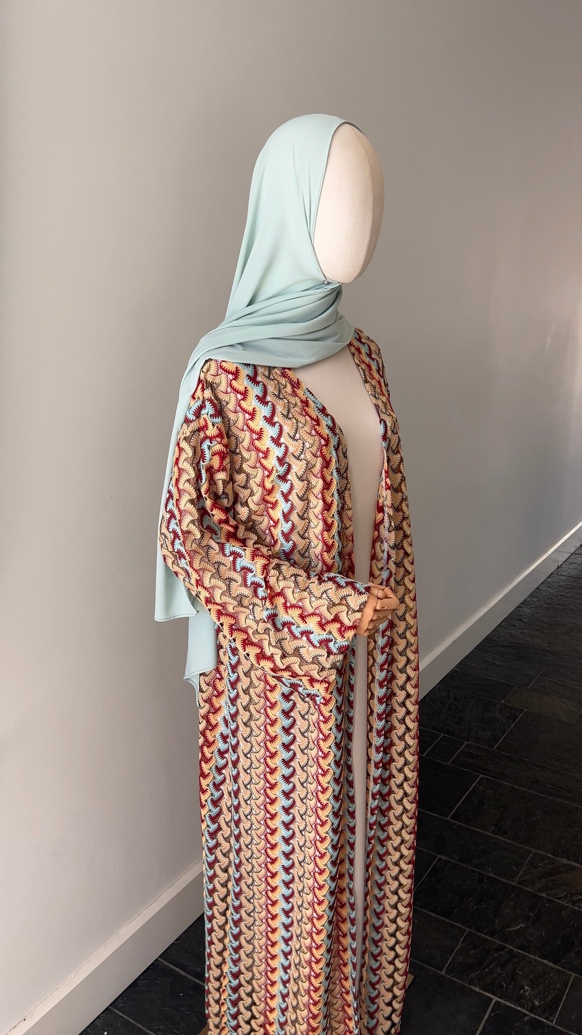STRIPED KIMONO RED AQUA