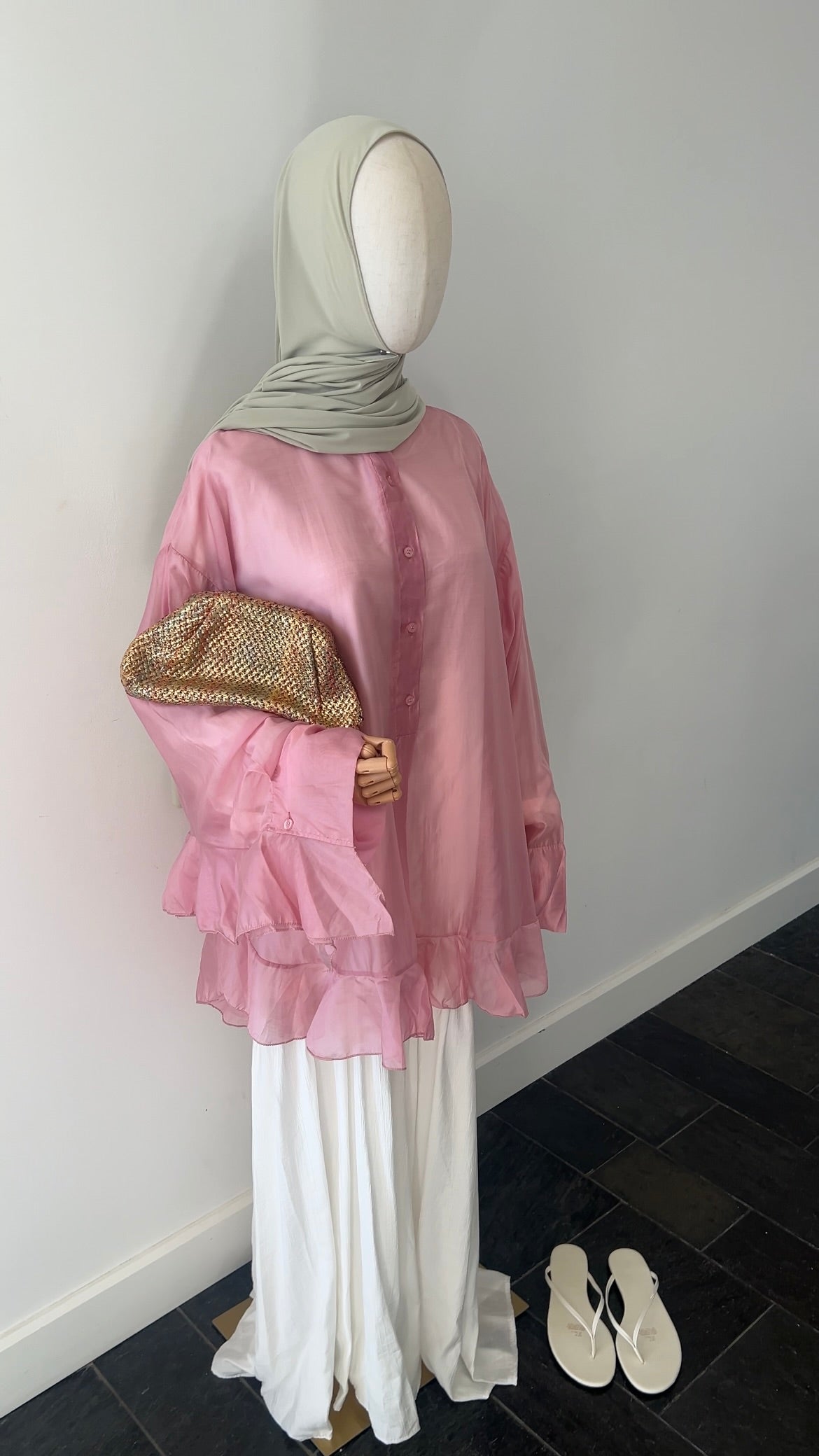 RUFFLE SHIRT ROSE (see through)