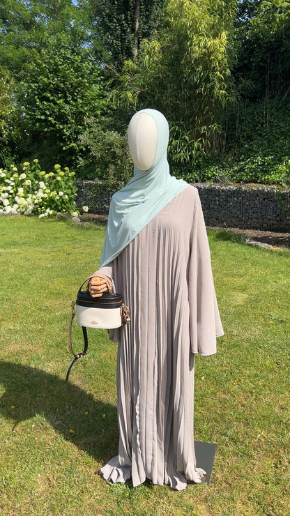 PLEATED DRESS TAUPE