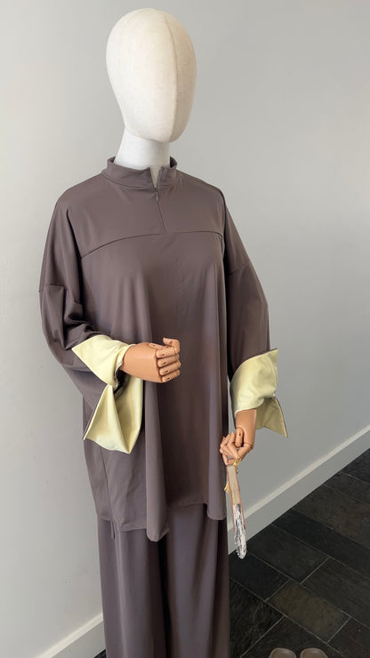 SLEEVE BURKINI DARK TAUPE/YELLOW