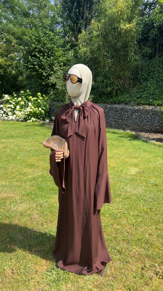 AIRY TIE DRESS CHOCO