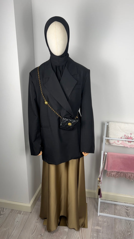 SATIN SKIRT SAND BROWN