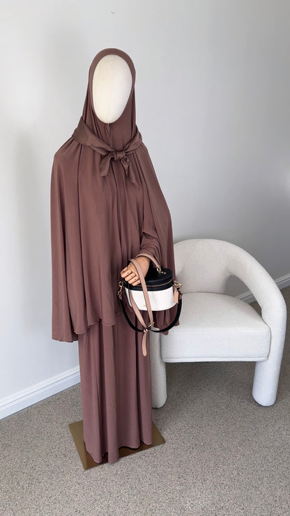 SKIRT KHIMAR SET WARM BROWN