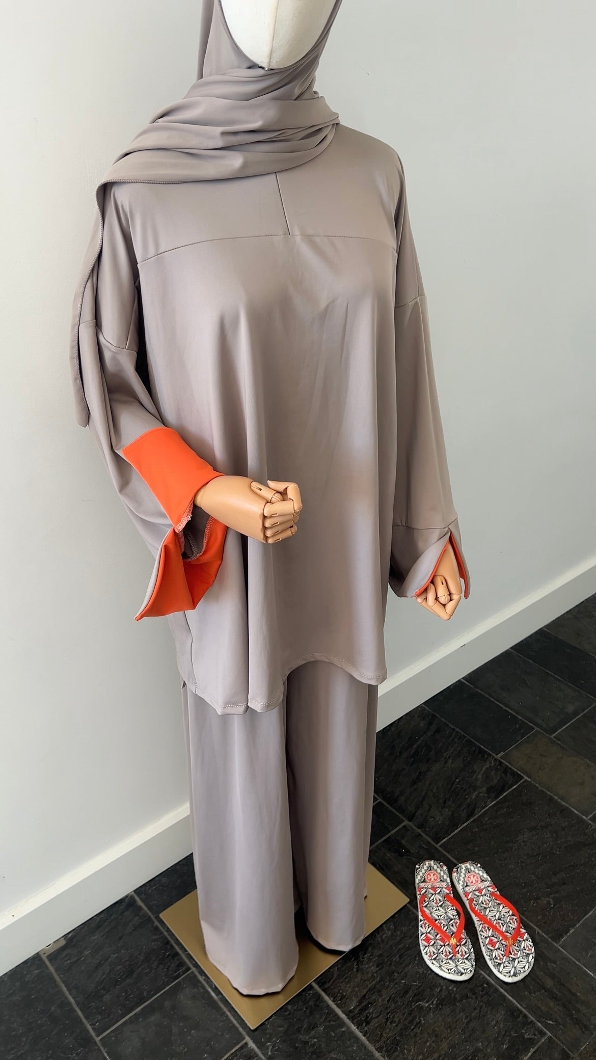SLEEVE BURKINI LIGHT TAUPE/ORANGE