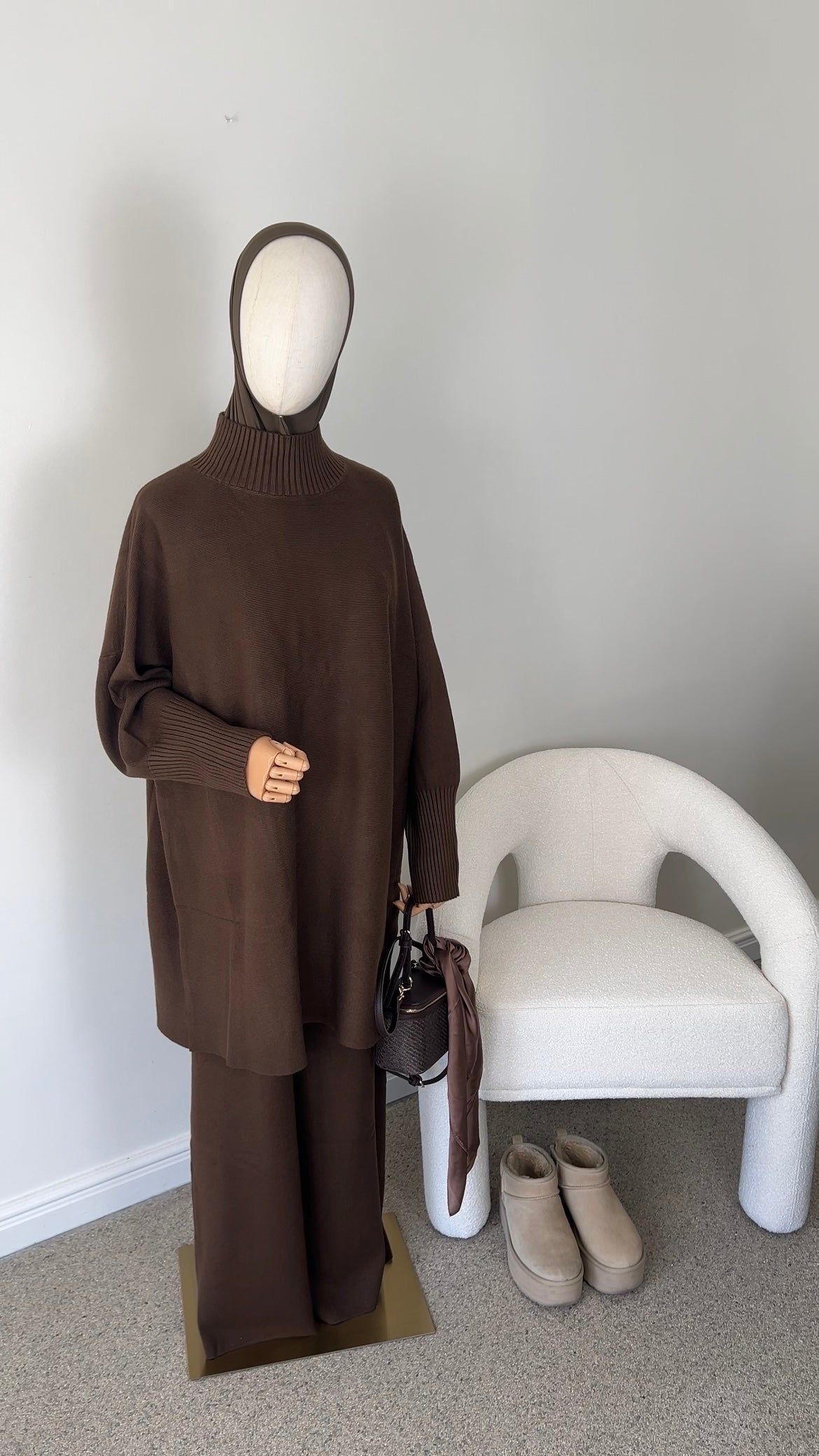 ELEGANT KNIT SET BROWN