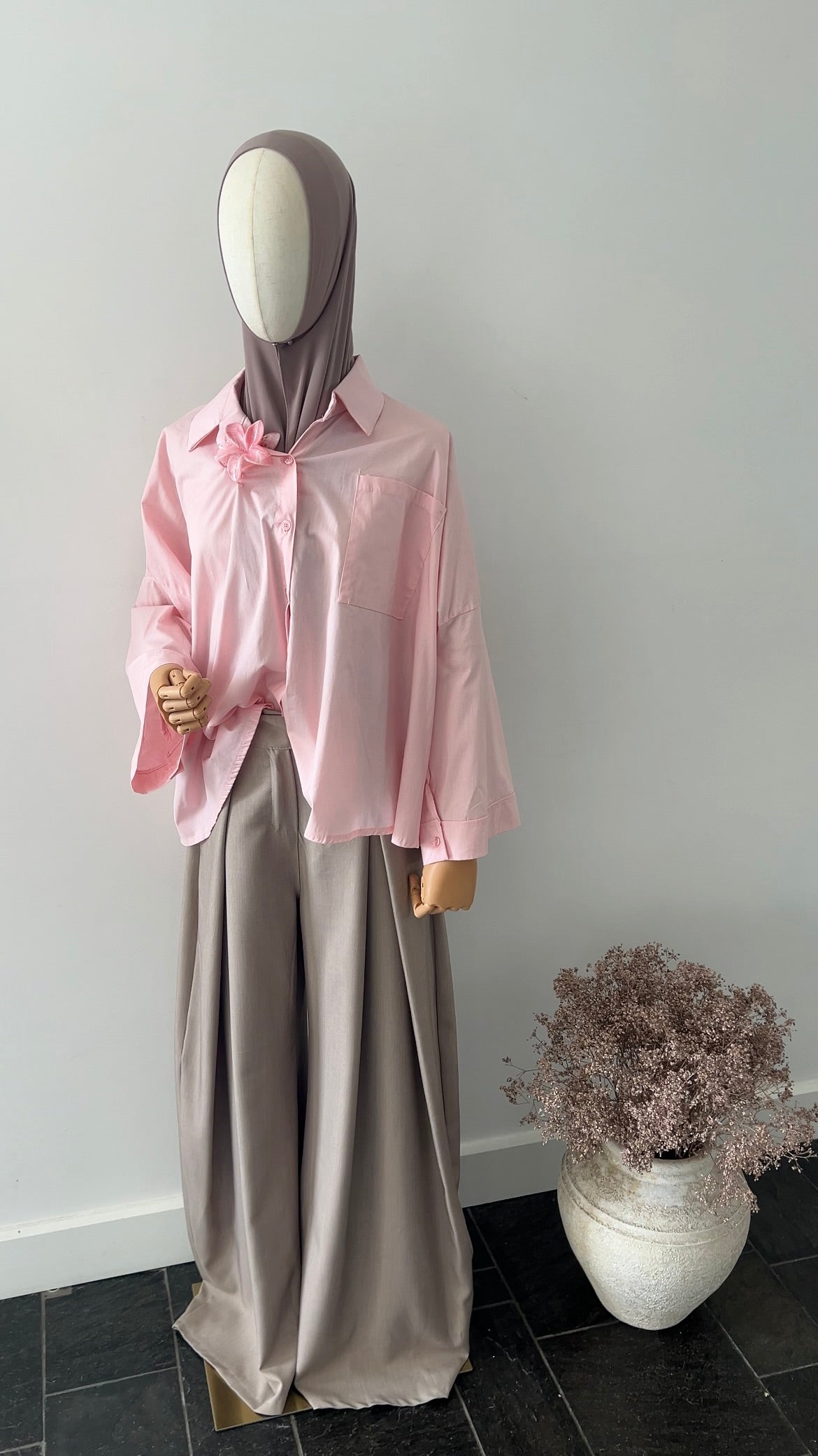 DRAPED TROUSERS TAUPE (TALL PROOF)