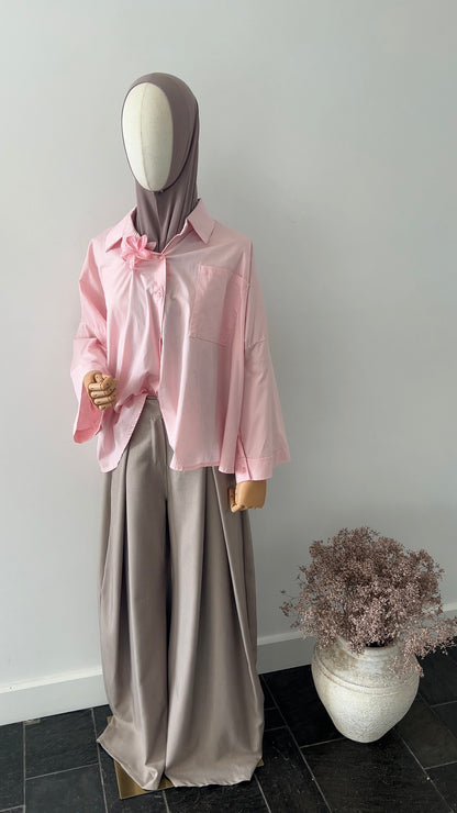 DRAPED TROUSERS TAUPE (TALL PROOF)