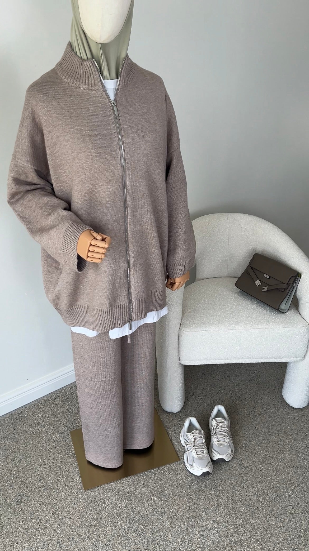 ZIP KNITTED SET TAUPE