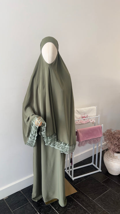 LACE KHIMAR SET GREEN