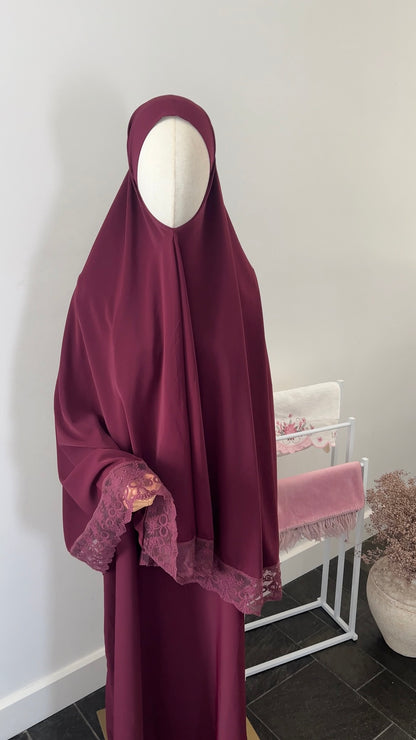 LACE KHIMAR SET BORDEAUX