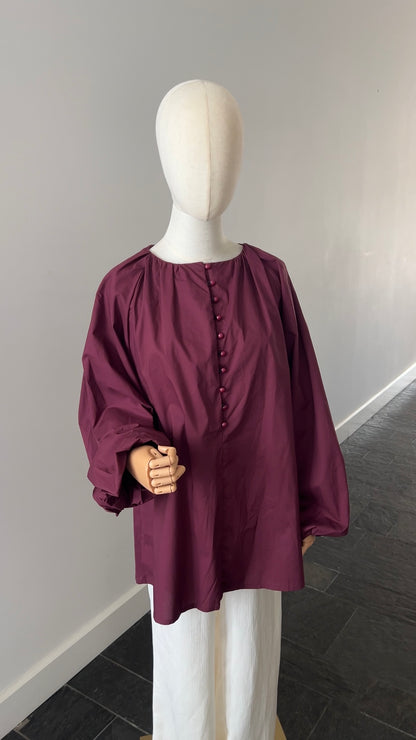 COTTON PUFF TOP CHERRY RED