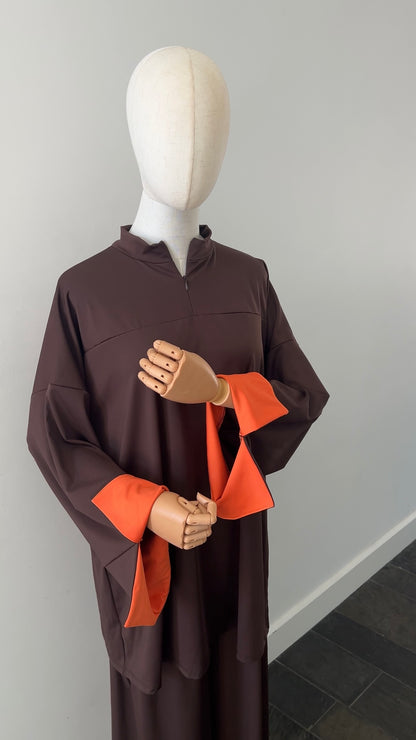SLEEVE BURKINI CHOCO/ORANGE