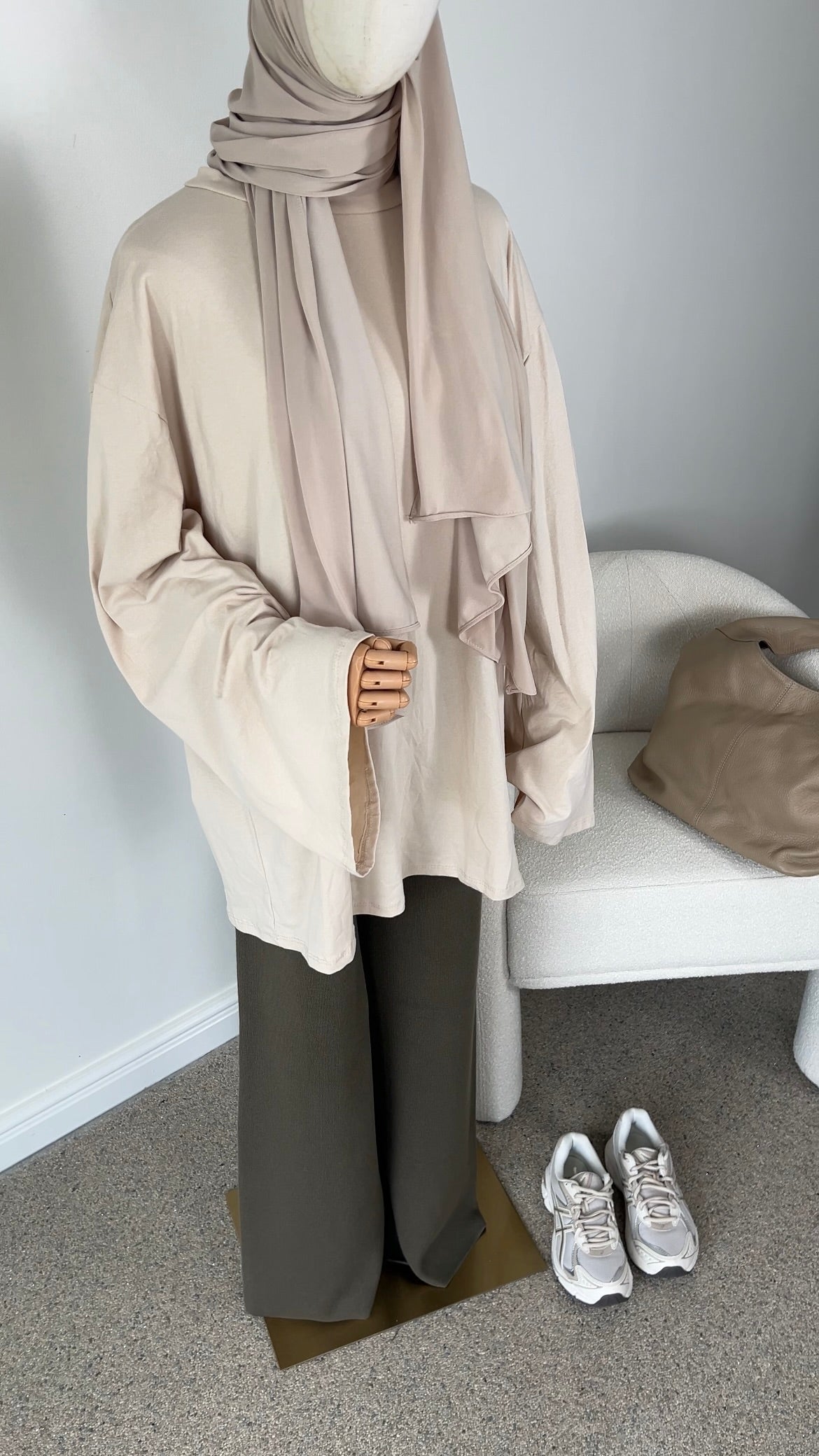 COTTON EXTRA LONGSLEEVE BEIGE