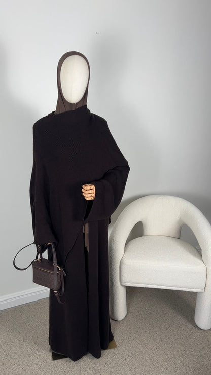 PONCHO ABAYA DARK BROWN