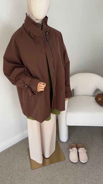 TRENCH COAT MIDI BROWN