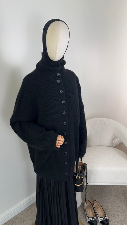 HIGH NECK KNIT SWEATER BLACK