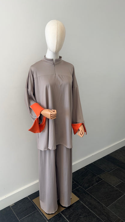 SLEEVE BURKINI LIGHT TAUPE/ORANGE
