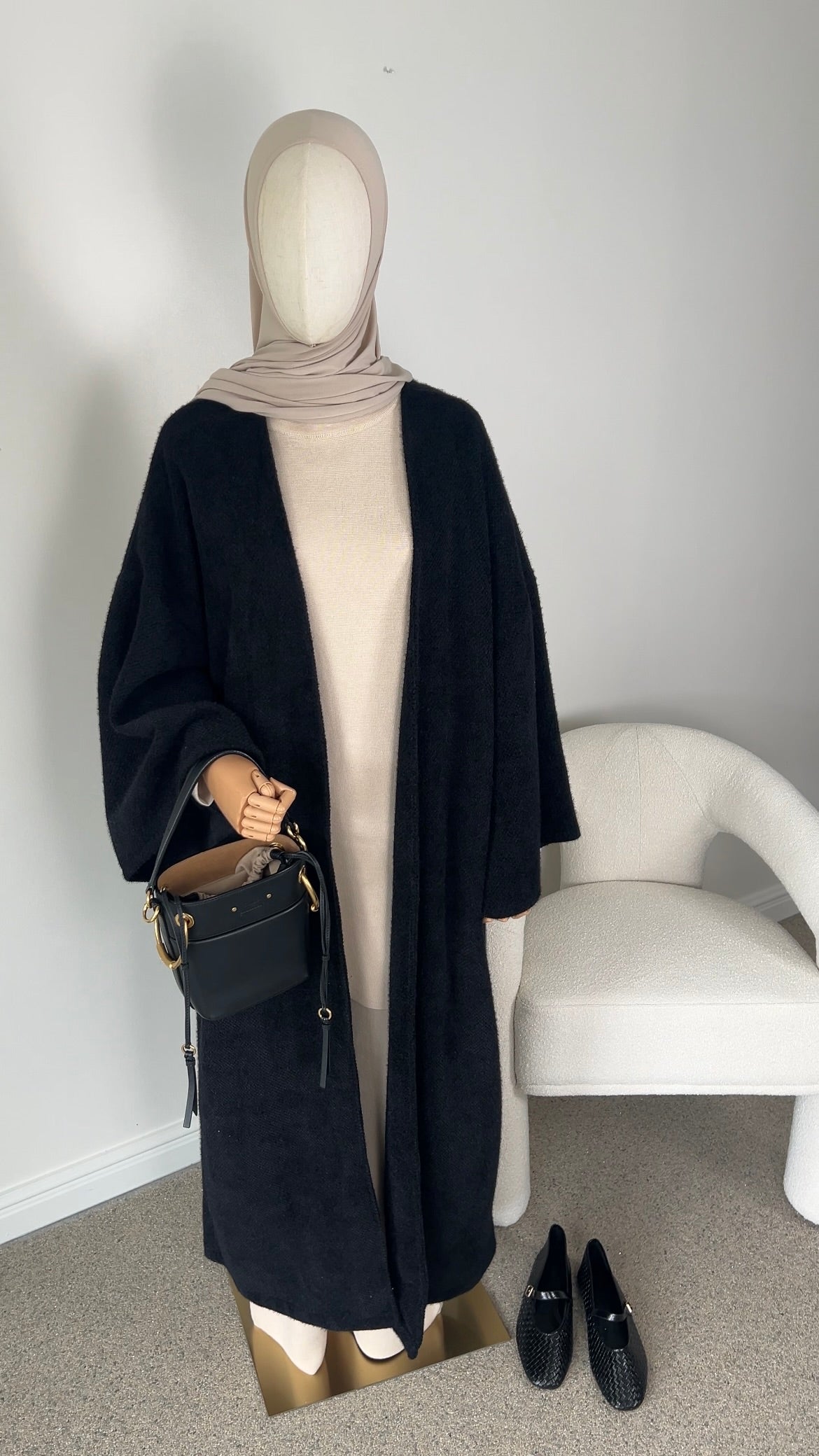 TEDDY ABAYA COAT BLACK