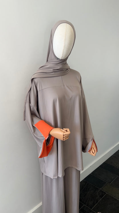 SLEEVE BURKINI LIGHT TAUPE/ORANGE