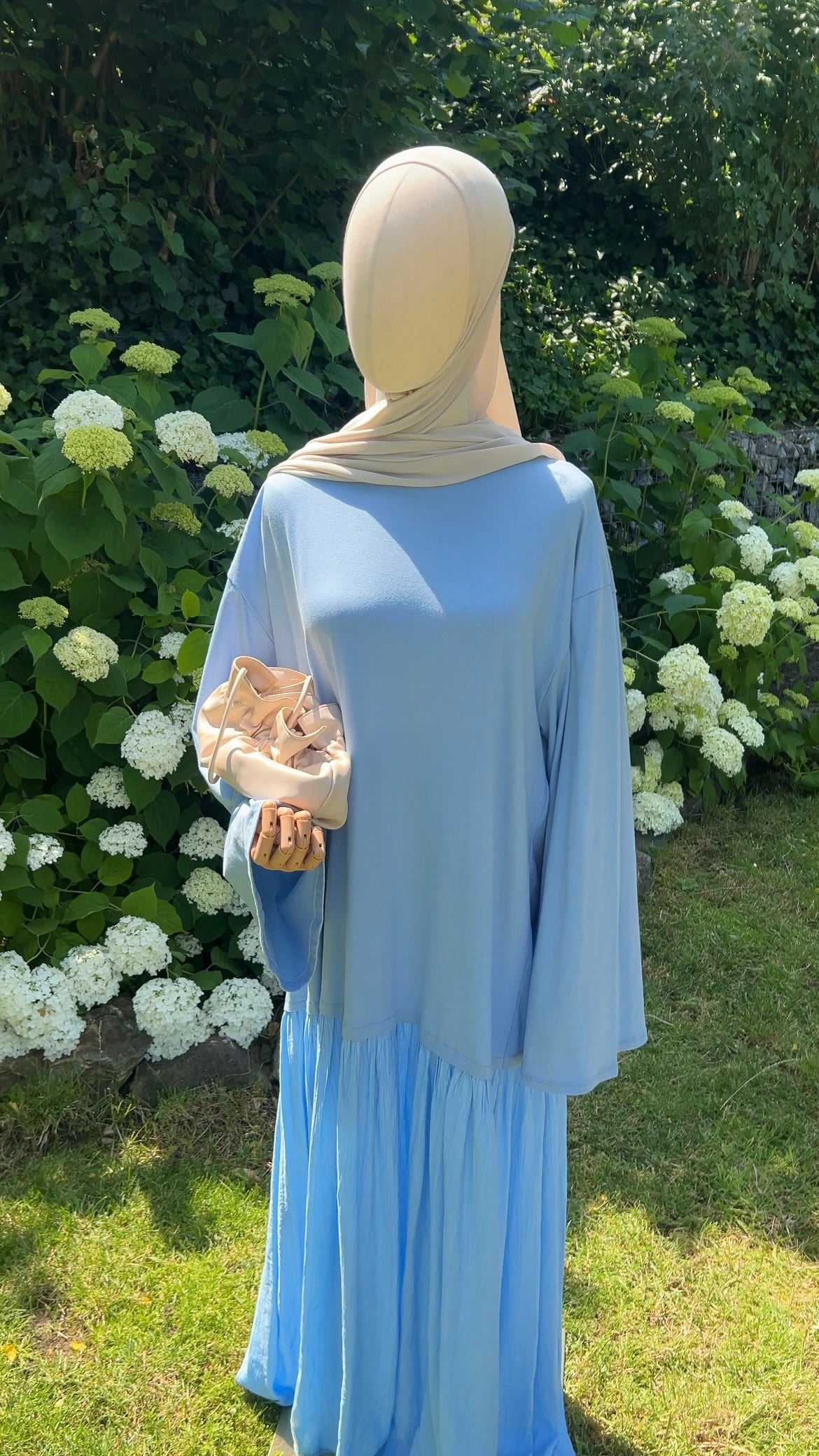 LONGSLEEVE RUFFLE DRESS BLUE