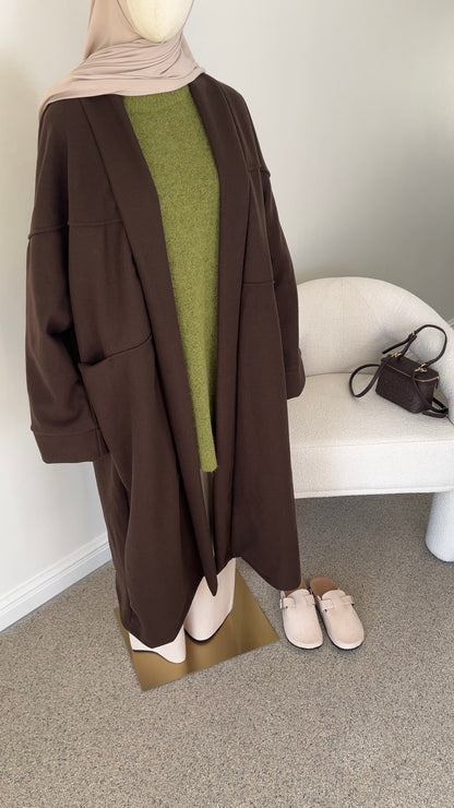 OVERSIZED COAT DARK BROWN