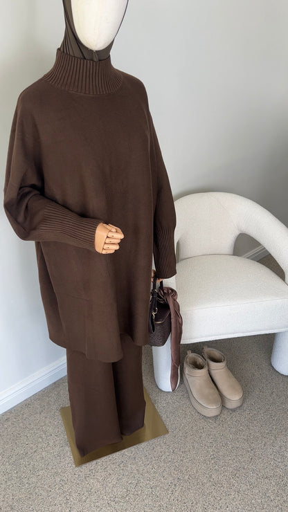 ELEGANT KNIT SET BROWN