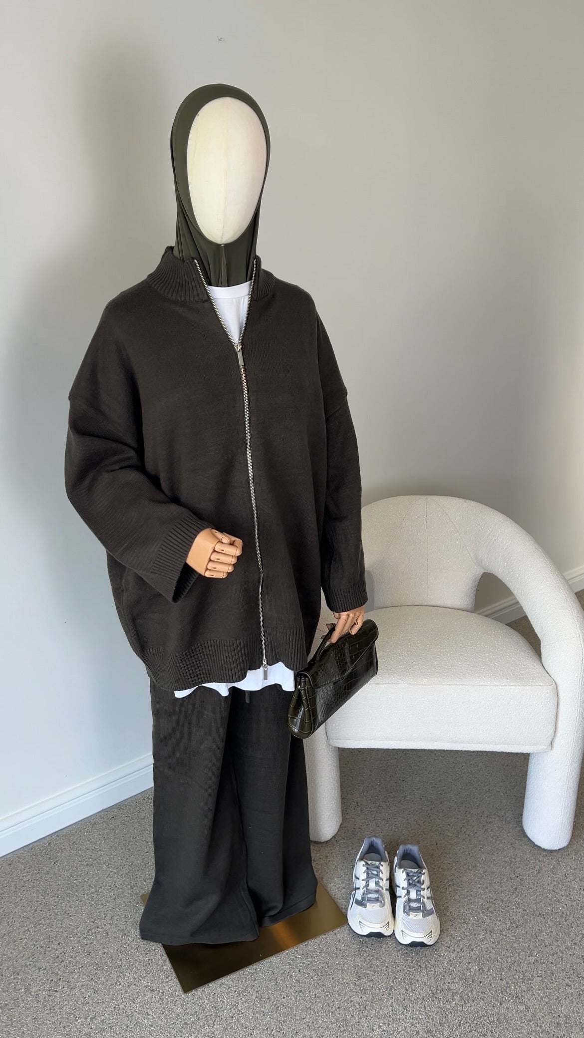 ZIP KNITTED SET KHAKI