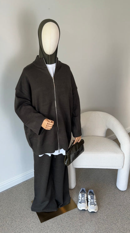 ZIP KNITTED SET KHAKI