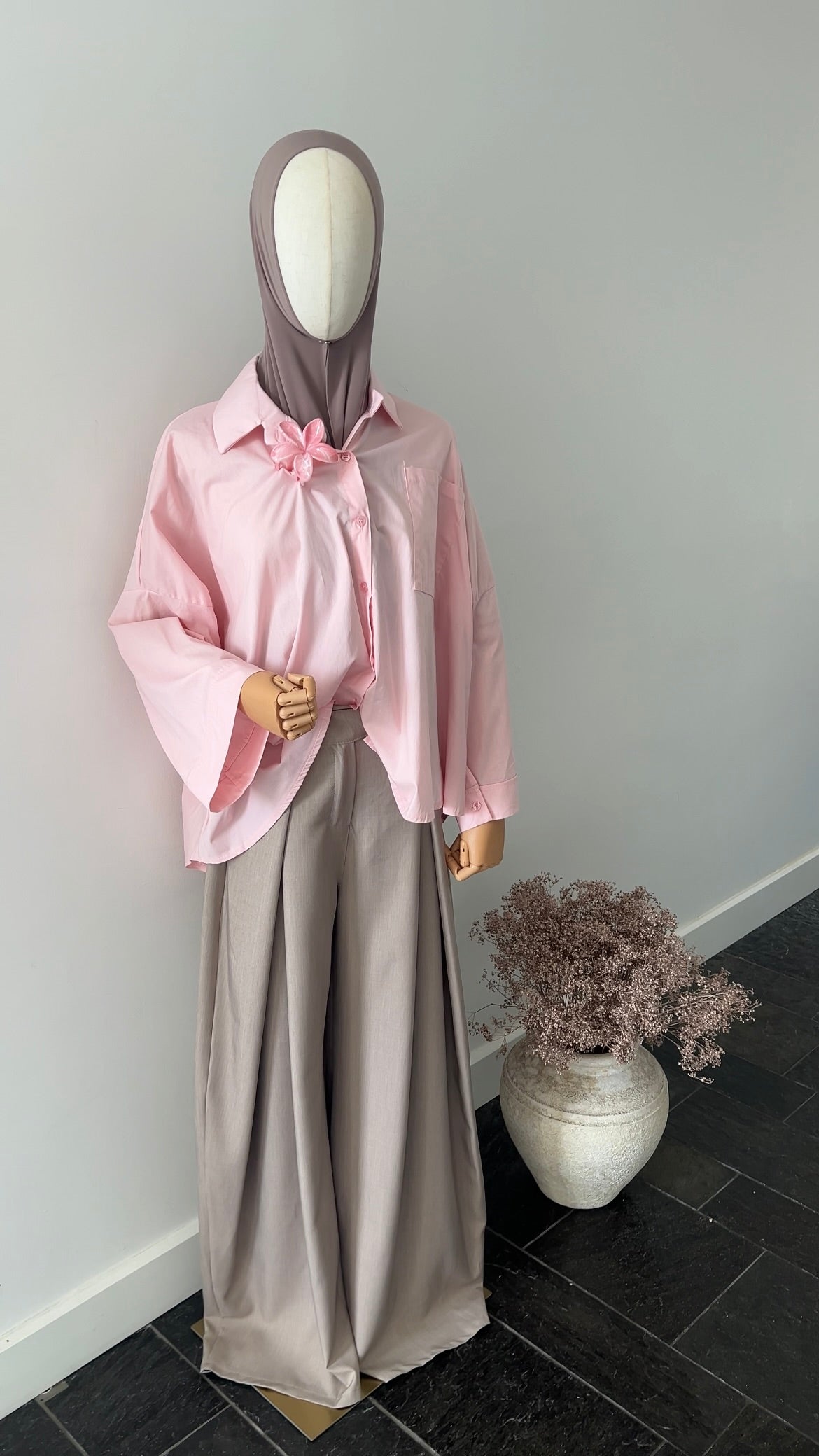 DRAPED TROUSERS TAUPE (TALL PROOF)