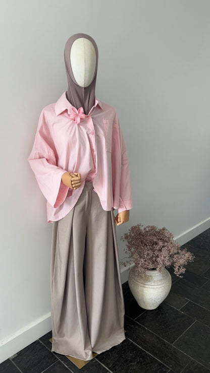 DRAPED TROUSERS TAUPE (TALL PROOF)