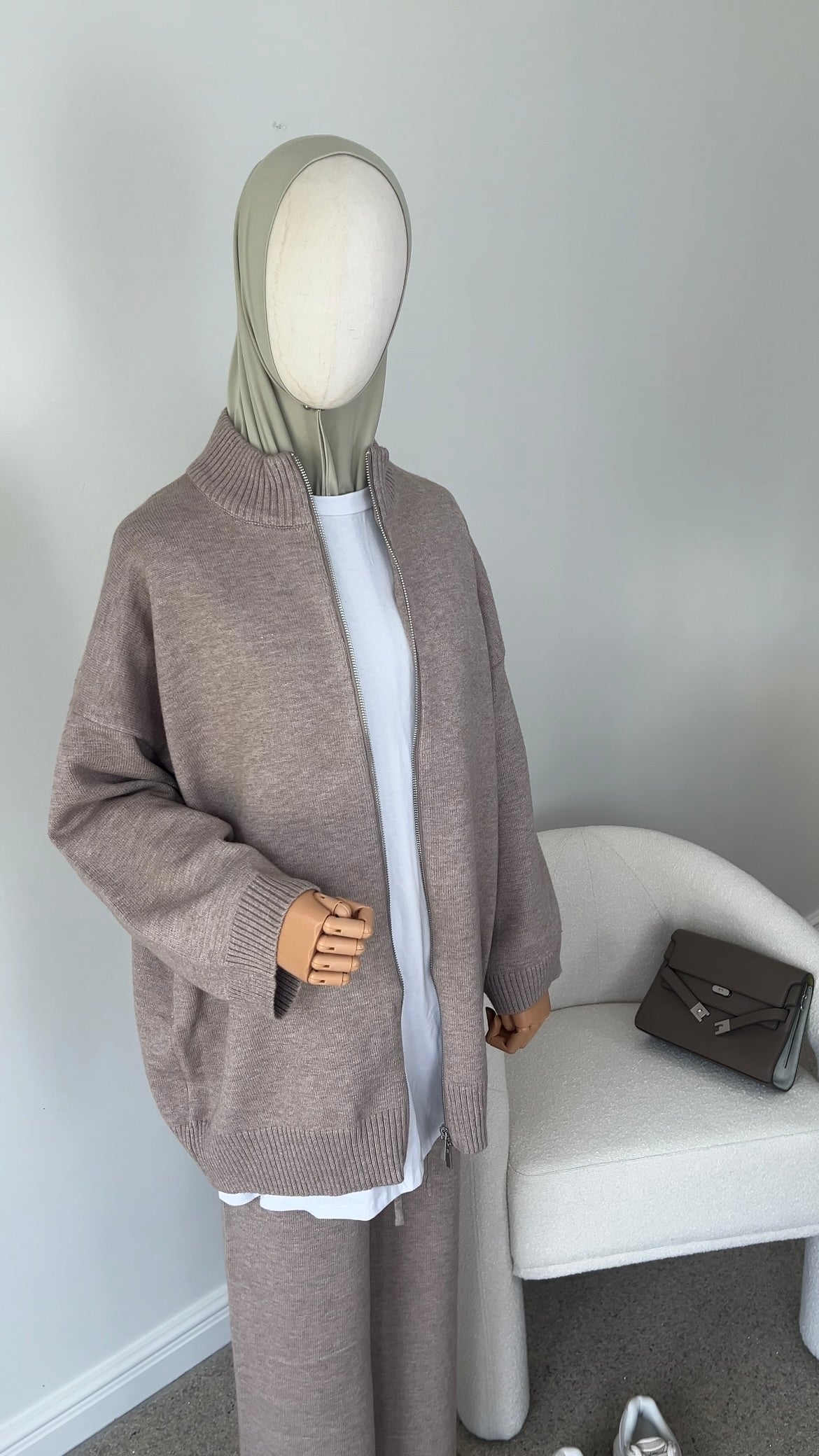 ZIP KNITTED SET TAUPE