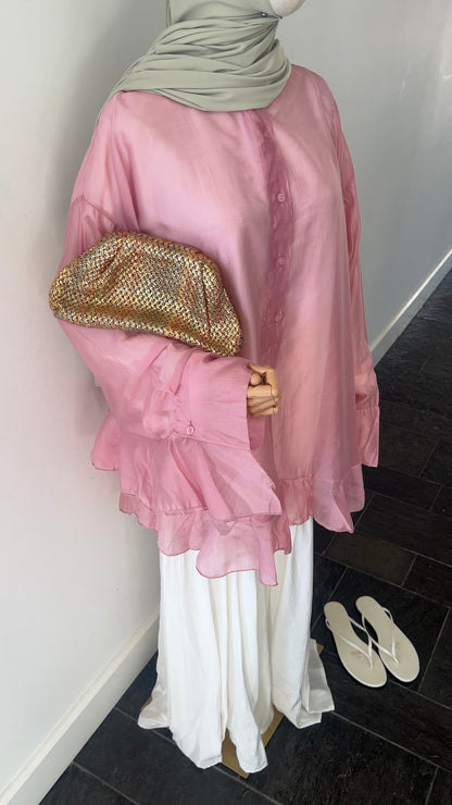 RUFFLE SHIRT ROSE (see through)