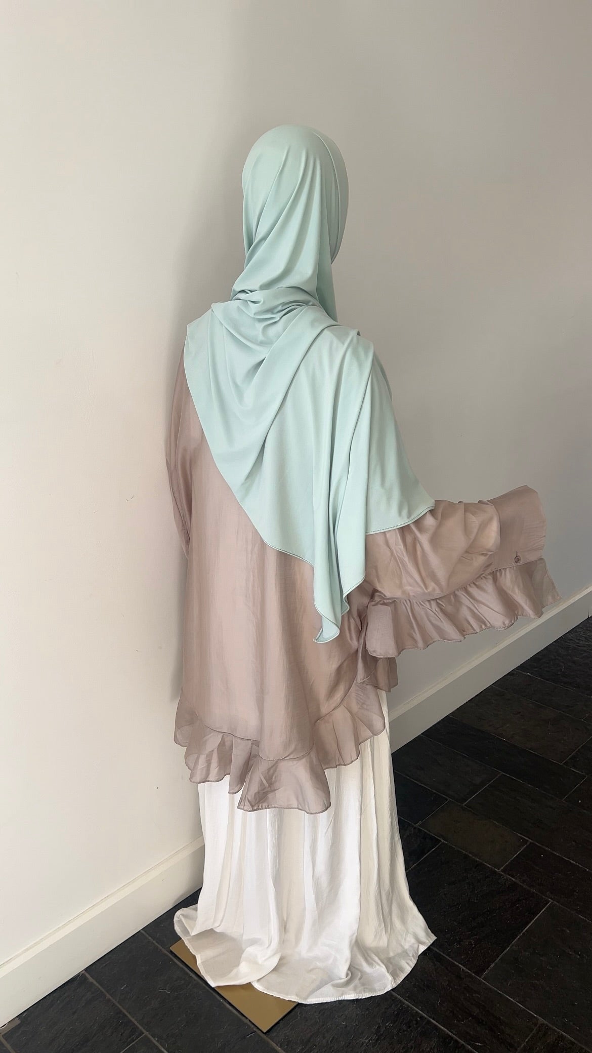 RUFFLE SHIRT TAUPE (see through)