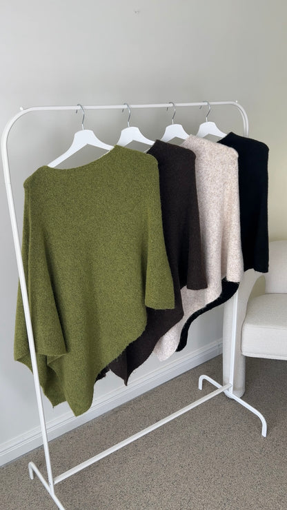KNIT PONCHO OLIVE (RESTOCKING SOON)