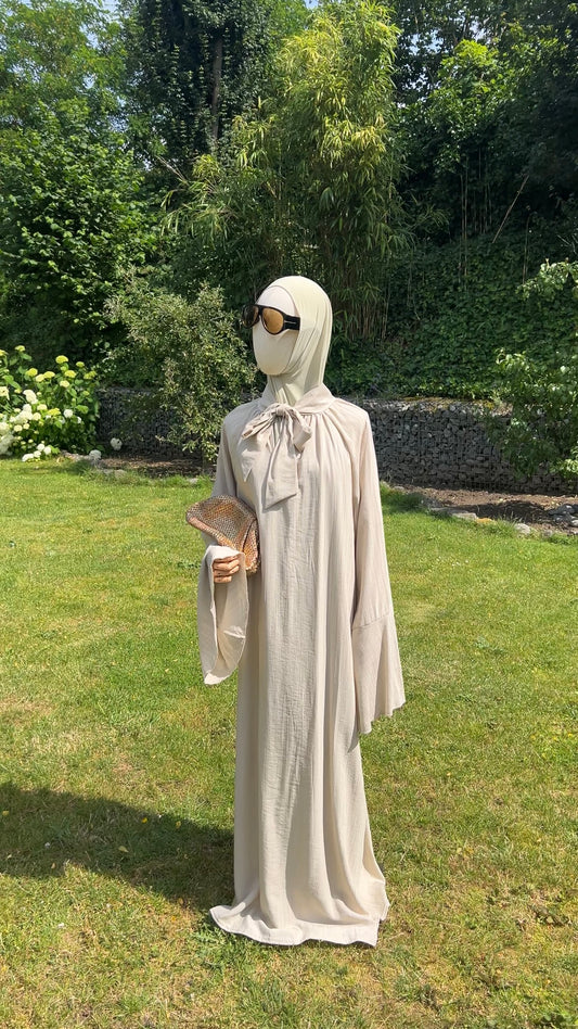 AIRY TIE DRESS BEIGE