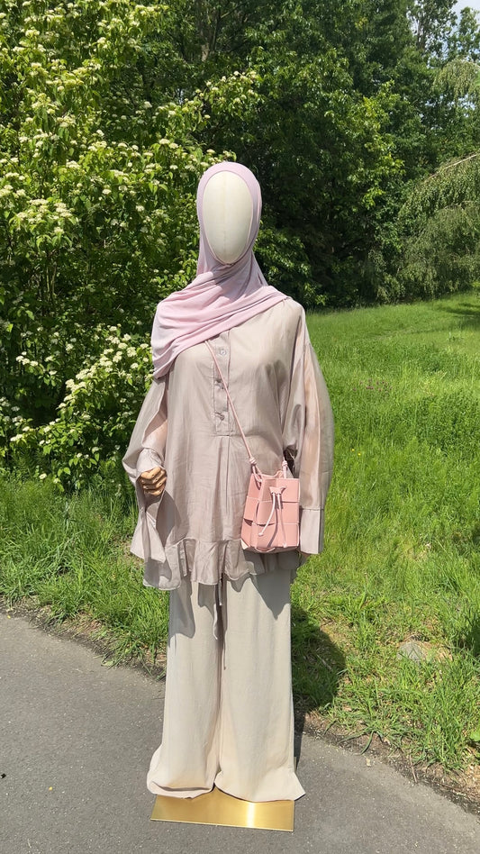 LINEN EFFECT PANTS TAUPE
