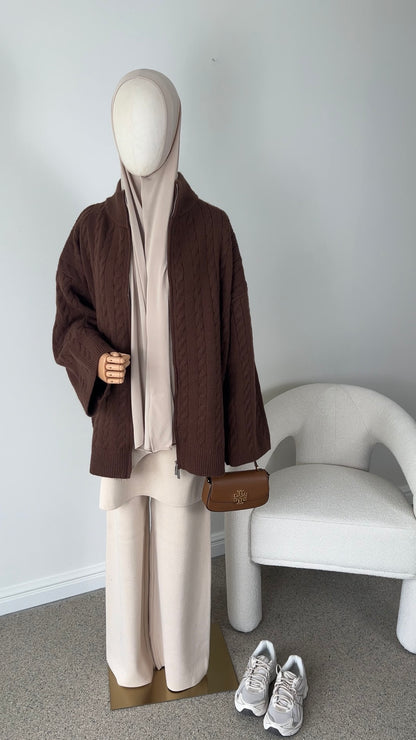CABLE ZIPPER BROWN