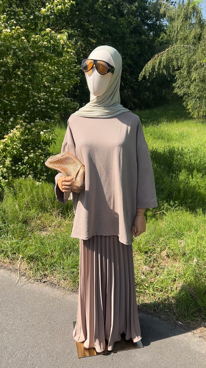 PLISSÉ SKIRT TAUPE